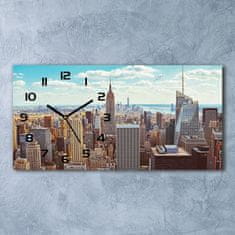 Wallmuralia Skleněné hodiny na stěnu New York ptačí pohled černé 60x30 cm