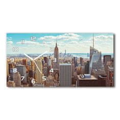 Wallmuralia Skleněné hodiny na stěnu New York ptačí pohled bílé 60x30 cm