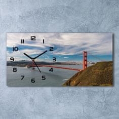 Wallmuralia Skleněné hodiny na stěnu Most San Francisco černé 60x30 cm