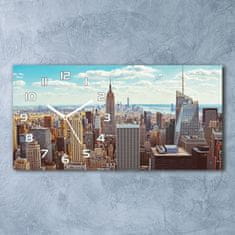 Wallmuralia Skleněné hodiny na stěnu New York ptačí pohled bílé 60x30 cm