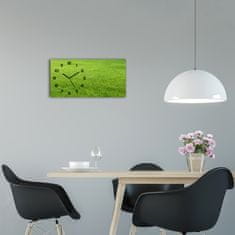 Wallmuralia Skleněné hodiny na stěnu tiché Zelená tráva černé 60x30 cm