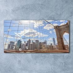 Wallmuralia Skleněné hodiny na stěnu tiché Most New York bílé 60x30 cm