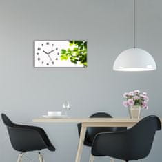 Wallmuralia Moderní skleněné hodiny na stěnu Listí černé 60x30 cm