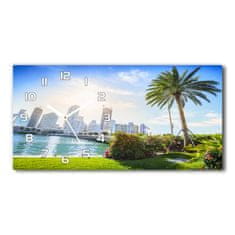 Wallmuralia Moderní skleněné hodiny na stěnu Miami USA bílé 60x30 cm