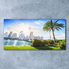 Wallmuralia Moderní skleněné hodiny na stěnu Miami USA bílé 60x30 cm