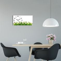 Wallmuralia Skleněné hodiny na stěnu tiché Bilé tulipány černé 60x30 cm