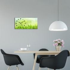 Wallmuralia Moderní skleněné hodiny na stěnu Tráva černé 60x30 cm