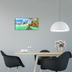 Wallmuralia Moderní skleněné hodiny na stěnu Kaskáda bílé 60x30 cm