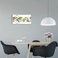 Wallmuralia Moderní skleněné hodiny na stěnu Kivi a voda černé 60x30 cm