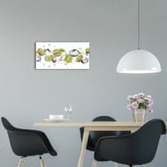 Wallmuralia Moderní skleněné hodiny na stěnu Kivi a voda bílé 60x30 cm