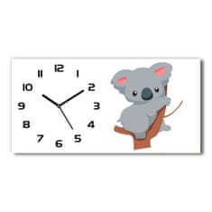 Wallmuralia Skleněné hodiny na stěnu Koala na stromě bílé 60x30 cm