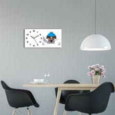 Wallmuralia Moderní skleněné hodiny na stěnu Nemocný pes černé 60x30 cm