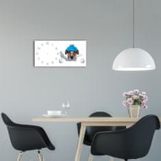 Wallmuralia Moderní skleněné hodiny na stěnu Nemocný pes bílé 60x30 cm