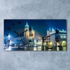 Wallmuralia Moderní skleněné hodiny na stěnu Krakov noc černé 60x30 cm