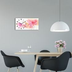 Wallmuralia Moderní skleněné hodiny na stěnu Květiny černé 60x30 cm