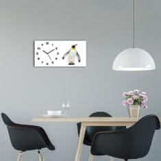 Wallmuralia Moderní skleněné hodiny na stěnu Tučňák černé 60x30 cm