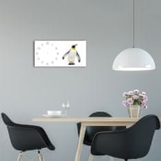 Wallmuralia Moderní skleněné hodiny na stěnu Tučňák bílé 60x30 cm