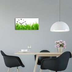 Wallmuralia Moderní skleněné hodiny na stěnu Tráva černé 60x30 cm