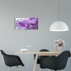 Wallmuralia Moderní skleněné hodiny na stěnu Květy bzu černé 60x30 cm