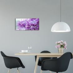 Wallmuralia Moderní skleněné hodiny na stěnu Květy bzu bílé 60x30 cm