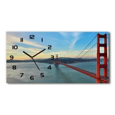 Wallmuralia Skleněné hodiny na stěnu Most San Francisco bílé 60x30 cm