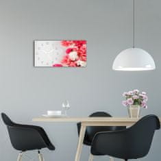 Wallmuralia Moderní skleněné hodiny na stěnu Květiny bílé 60x30 cm