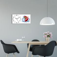 Wallmuralia Skleněné hodiny na stěnu tiché Granátové jablko s ledem černé 60x30 cm