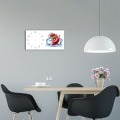 Wallmuralia Skleněné hodiny na stěnu tiché Granátové jablko s ledem bílé 60x30 cm