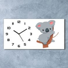 Wallmuralia Skleněné hodiny na stěnu Koala na stromě černé 60x30 cm