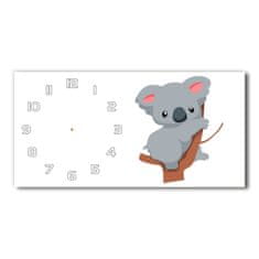 Wallmuralia Skleněné hodiny na stěnu Koala na stromě bílé 60x30 cm