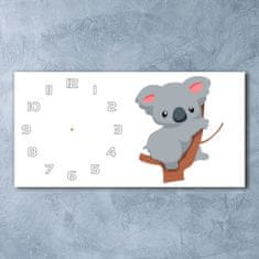 Wallmuralia Skleněné hodiny na stěnu Koala na stromě bílé 60x30 cm