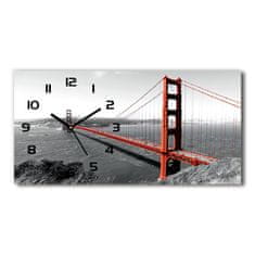 Wallmuralia Skleněné hodiny na stěnu Most San Francisco bílé 60x30 cm