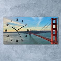 Wallmuralia Skleněné hodiny na stěnu Most San Francisco černé 60x30 cm