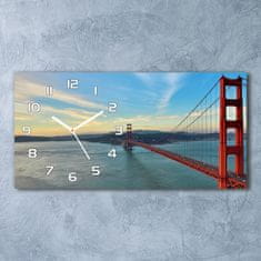 Wallmuralia Skleněné hodiny na stěnu Most San Francisco bílé 60x30 cm