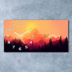 Wallmuralia Skleněné hodiny na stěnu tiché Horské panorama bílé 60x30 cm