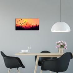 Wallmuralia Skleněné hodiny na stěnu tiché Horské panorama černé 60x30 cm