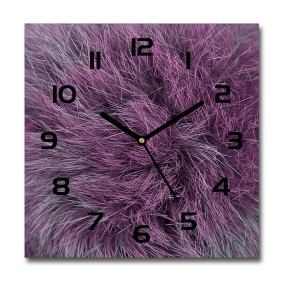 Wallmuralia Skleněné hodiny na stěnu Růžový kožich bílé 30x30 cm