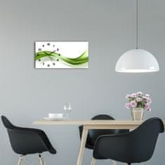 Wallmuralia Skleněné hodiny na stěnu tiché Zelená vlna černé 60x30 cm