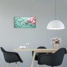 Wallmuralia Moderní skleněné hodiny na stěnu Orchidej černé 60x30 cm