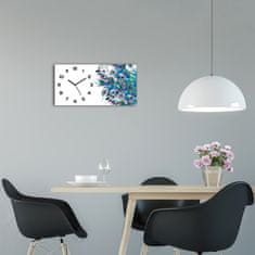 Wallmuralia Moderní skleněné hodiny na stěnu Paví pírka černé 60x30 cm