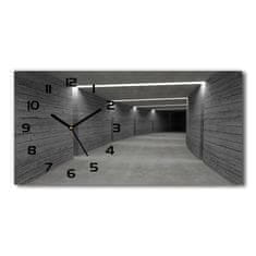 Wallmuralia Skleněné hodiny na stěnu tiché Betonový tunel bílé 60x30 cm