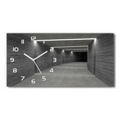 Wallmuralia Skleněné hodiny na stěnu tiché Betonový tunel bílé 60x30 cm