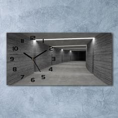 Wallmuralia Skleněné hodiny na stěnu tiché Betonový tunel černé 60x30 cm