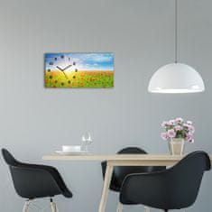 Wallmuralia Moderní skleněné hodiny na stěnu Pole máku černé 60x30 cm