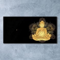 Wallmuralia Skleněné hodiny na stěnu tiché Sedící budha černé 60x30 cm