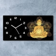 Wallmuralia Skleněné hodiny na stěnu tiché Sedící budha bílé 60x30 cm