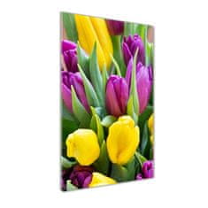 Wallmuralia Vertikální Fotoobraz na skle Barevné tulipány 70x140 cm 2 úchytky