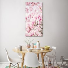 Wallmuralia Vertikální Fotoobraz na skle Květy magnolie 50x100 cm 2 úchytky