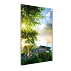 Wallmuralia Vertikální Foto obraz fotografie na skle Dřevěné molo 70x140 cm 2 úchytky