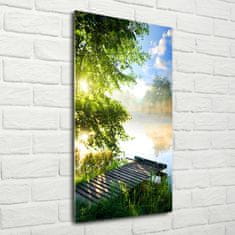 Wallmuralia Vertikální Foto obraz fotografie na skle Dřevěné molo 70x140 cm 2 úchytky